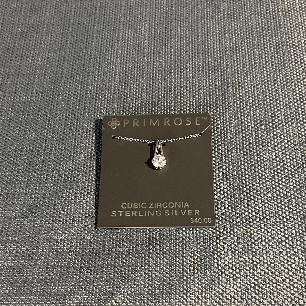 Primrose Sterling Silver Necklace with Cubic Zirconia Pendant